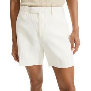 Theory 'Jarin' Linen Viscose Blend Shorts White Flat Front Preppy Summer Size 33